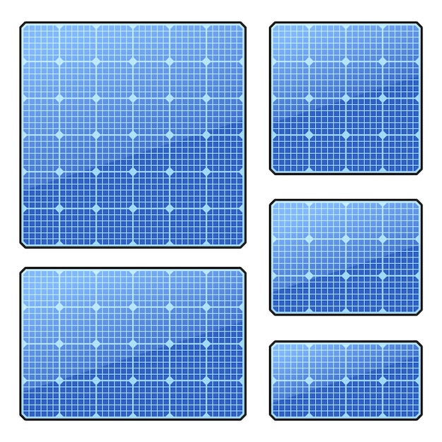 Conjunto de células de panel solar sobre fondo blanco. Vector