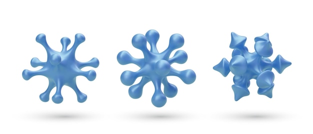 Vector conjunto de células virales realistas con sombra aislado sobre fondo blanco ilustración vectorial