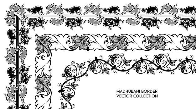 Conjunto de cepillo de patrón de vector transparente de borde tradicional decorativo