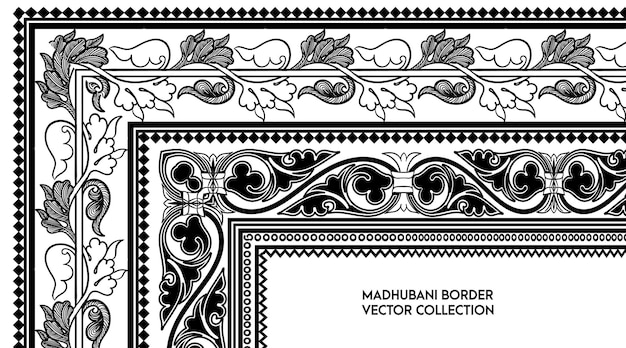 Conjunto de cepillo de patrón de vector transparente de borde tradicional decorativo
