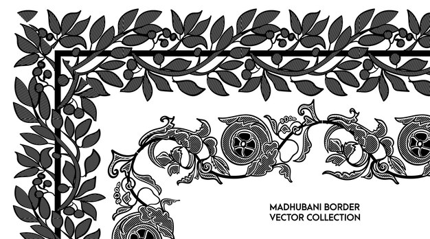 Conjunto de cepillo de patrón de vector transparente de borde tradicional decorativo
