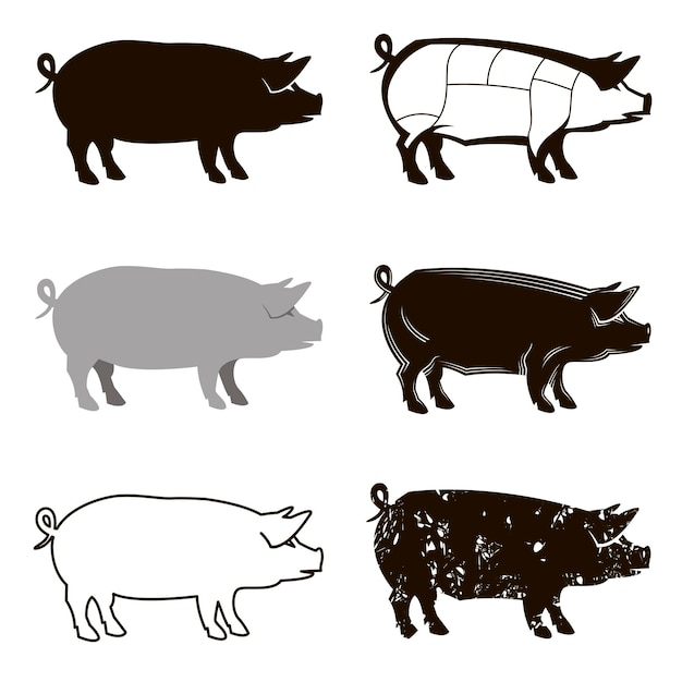 conjunto de cerdo monocromo