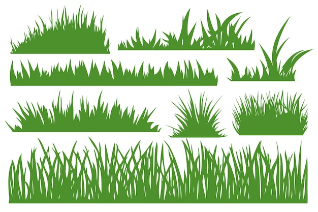 Conjunto de césped verde vector