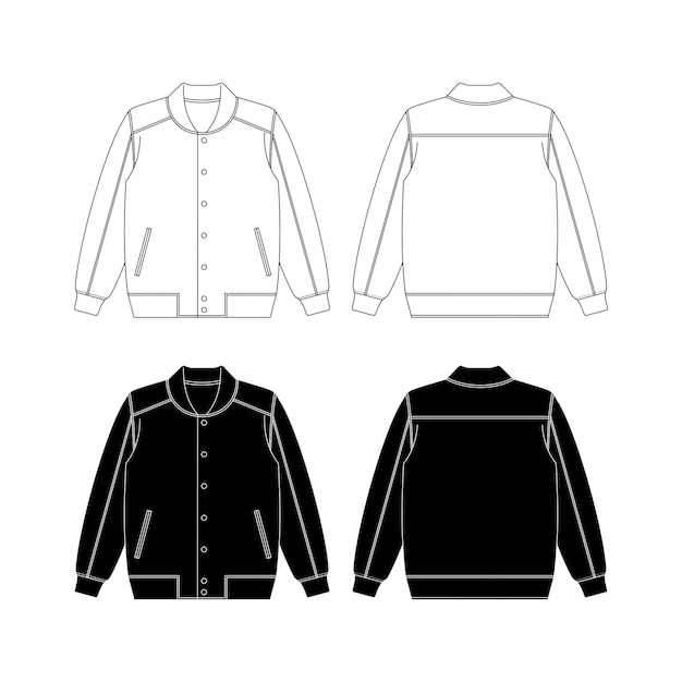 Conjunto de chaquetas para bombarderos Conjunto para chaquetas dibujadas a mano Ilustración de ropa casual Vector t