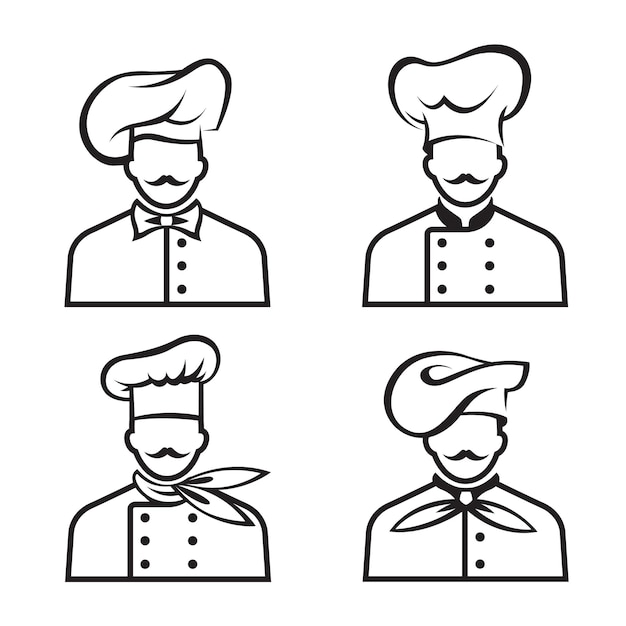 conjunto de chefs con bigote