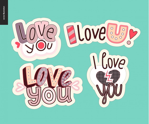 Conjunto de chica contemporánea Love You letra logo