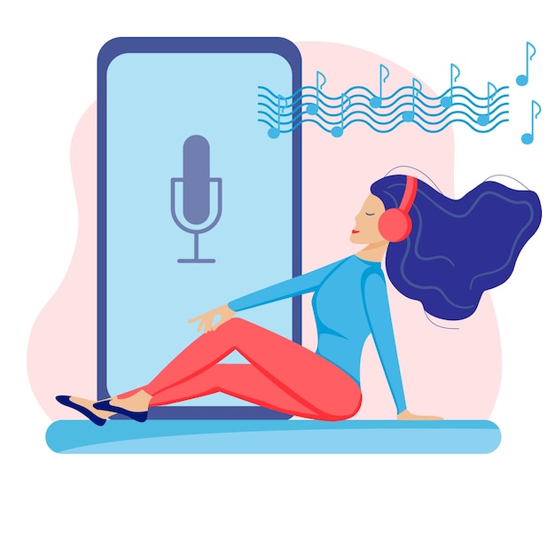 Vector conjunto de chica de podcast