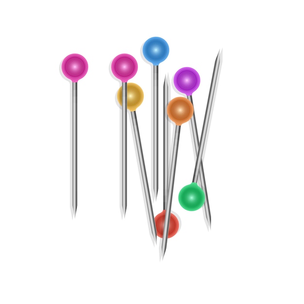 Conjunto de chinchetas en diferentes colores Ilustración vectorial