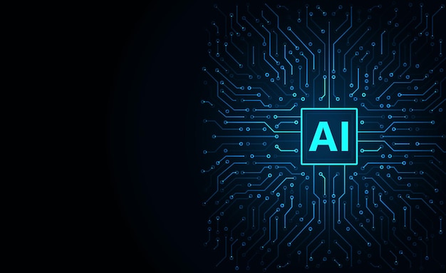 Conjunto de chips de inteligencia artificial en placa de circuito Concepto futurista Antecedentes tecnológicos de alta tecnología