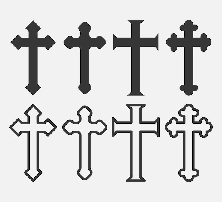Vector conjunto de christian cross icon logo aplicación interfaz de usuario ilustración vectorial