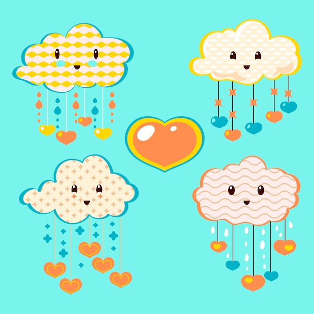 Vector conjunto de chuva de amor que significa love rain