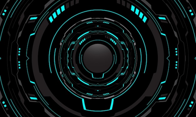 Conjunto de ciencia ficción azul gris línea cibernética sistema de círculo tecnología diseño futurista moderno creativo en vector de fondo negro