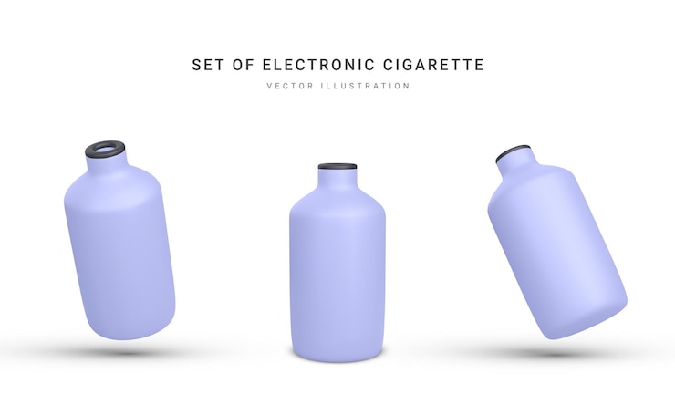 Vector conjunto de cigarrillo electrónico desechable realista 3d aislado sobre fondo blanco vaping moderno para fumar y nicotina con diferentes sabores ilustración vectorial
