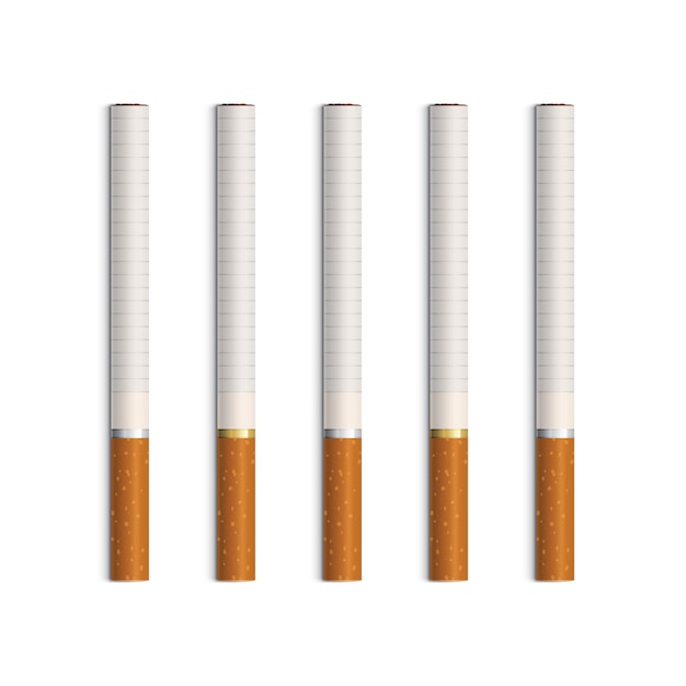 Vector conjunto de cigarrillos aislado sobre fondo blanco.