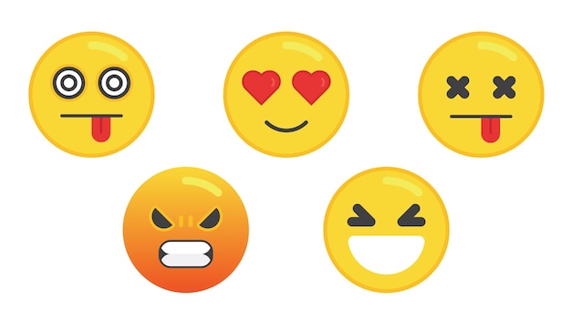 Vector conjunto de cinco emoticones