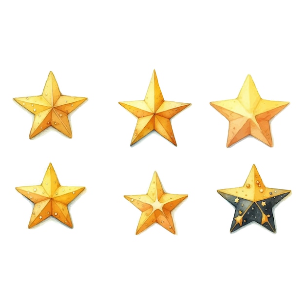 Vector conjunto de cinco estrellas doradas aisladas en un fondo blanco ilustración vectorial.