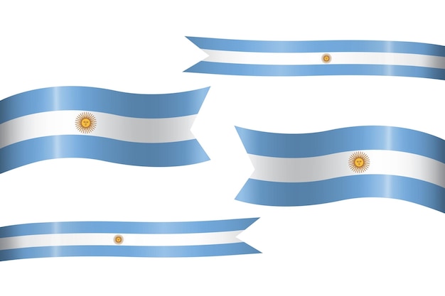 Vector conjunto de cinta de bandera con los colores de argentina para la decoración de la celebración del día de la independencia