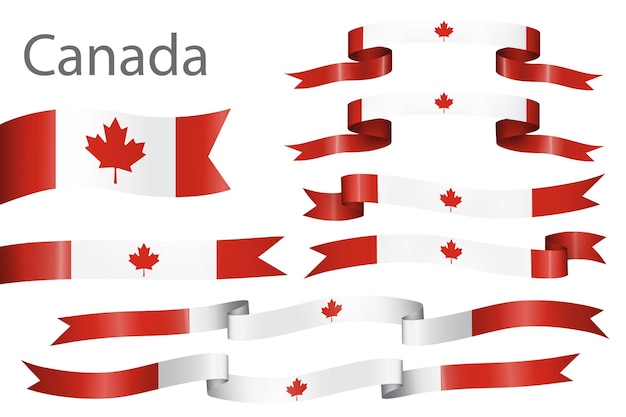 conjunto de cinta de bandera con los colores de Canadá para la decoración de la celebración del día de la independencia