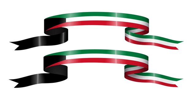 conjunto de cinta de bandera con los colores de Kuwait para la decoración de la celebración del día de la independencia