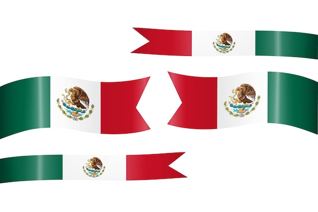 conjunto de cinta de bandera con los colores de México para la decoración de la celebración del día de la independencia