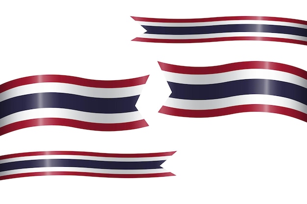 Conjunto de cinta de bandera con los colores de Tailandia para la decoración de la celebración del día de la independencia