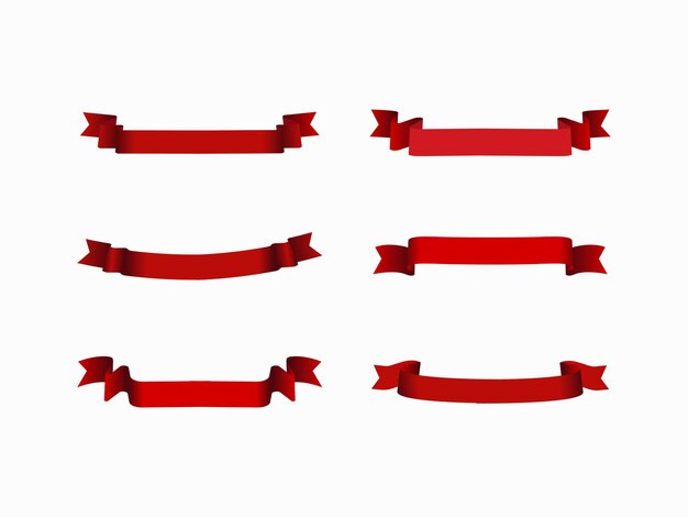 Conjunto de cinta curva roja vacía sobre fondo blanco.