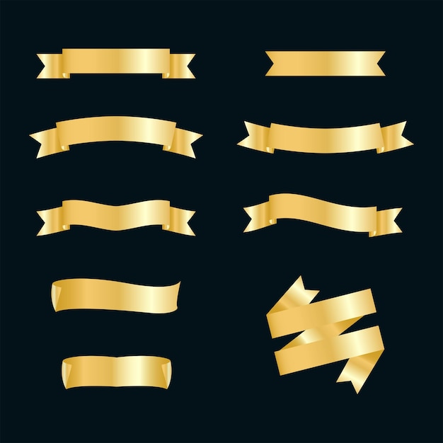 Vector conjunto de cinta dorada elemento de cinta dorada colección de cinta simple moderna ilustración vectorial