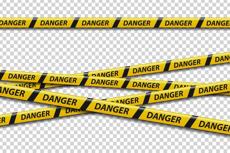 conjunto de cinta de precaución aislada realista con señal de peligro para la decoración.