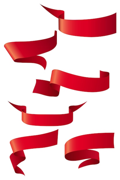 conjunto de cinta de vector brillante satén rojo