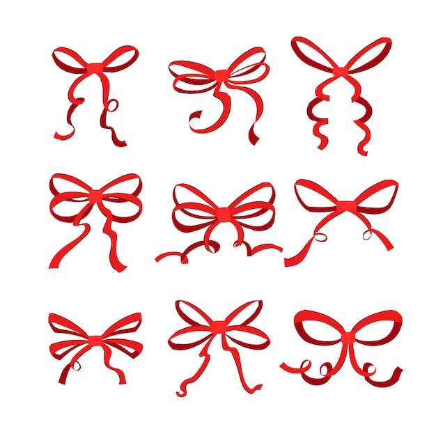 conjunto de cintas de arco rojo ilustración vectorial de dibujos animados