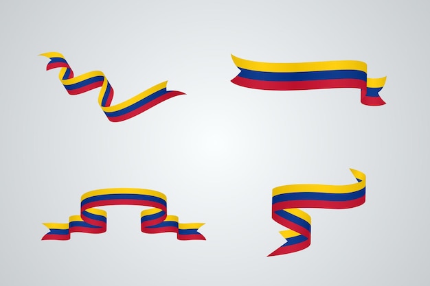 conjunto de cintas de bandera con colores de paleta de Colombia para la decoración de la celebración del día de la independencia