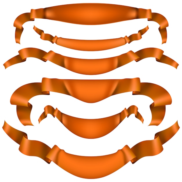 Conjunto de cintas de color naranja brillante sobre un fondo blanco.