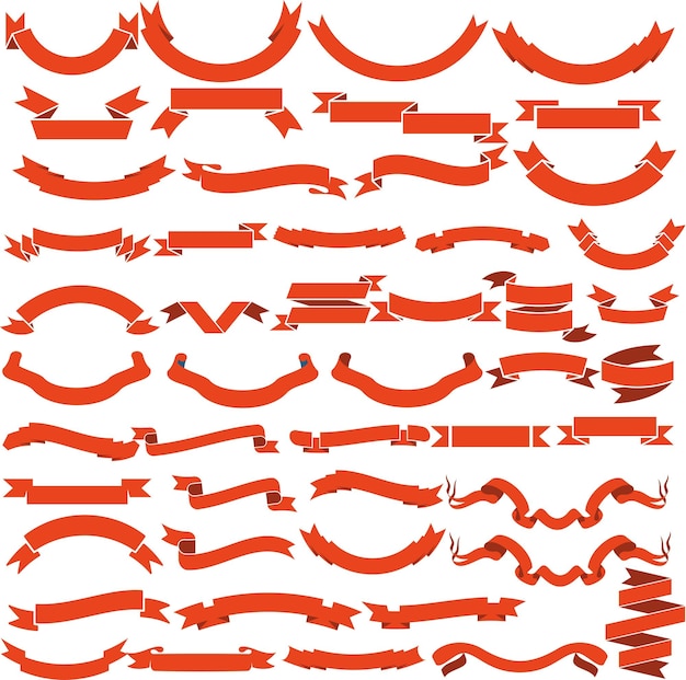 conjunto de cintas y pancartas en colores rojos ilustración de arte vectorial