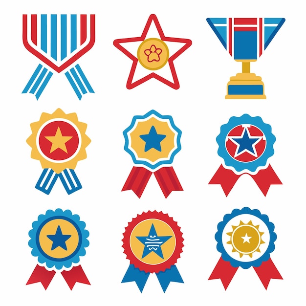 Conjunto de cintas de premios coloridas con estrellas