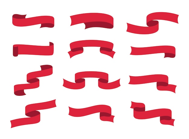 Conjunto de cintas rojas Colección de cintas rojas Cintas vectoriales