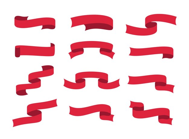 Conjunto de cintas rojas Colección de cintas rojas Cintas vectoriales