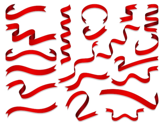 conjunto de cintas de textura roja vibrante y suave