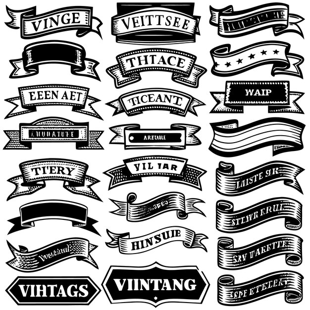 conjunto de cintas vintage vector