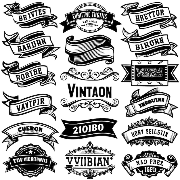 conjunto de cintas vintage vector