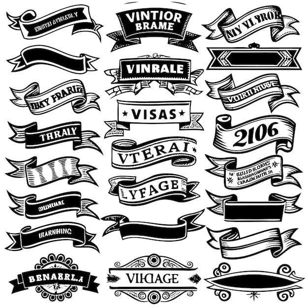 conjunto de cintas vintage vector