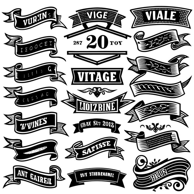conjunto de cintas vintage vector