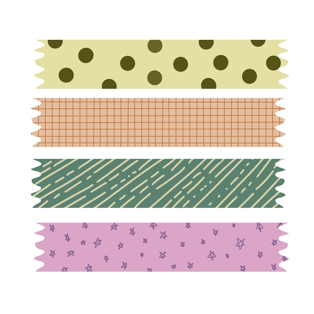 Conjunto de cintas de washi dibujadas a mano