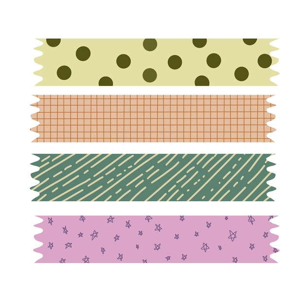 Vector conjunto de cintas de washi dibujadas a mano