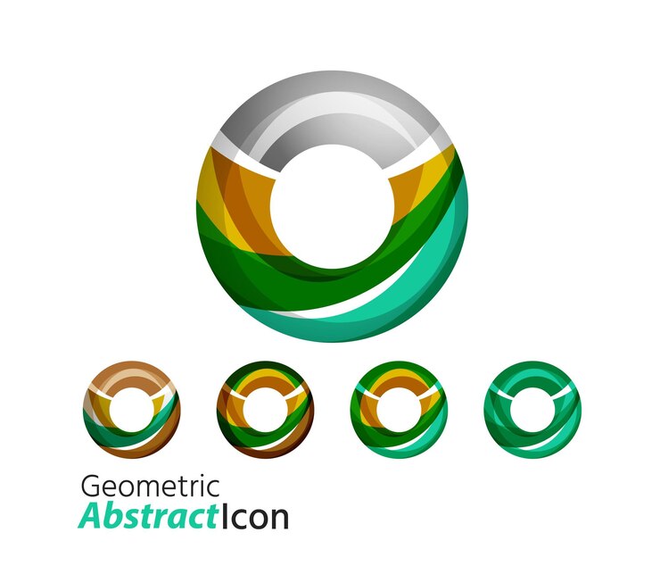 Vector conjunto de círculo de anillo de logotipo de empresa geométrica abstracta