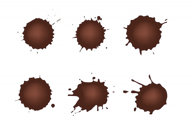 Vector conjunto de círculo o gotas de chocolate sobre fondo blanco.