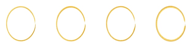 Conjunto de círculo de oro dibujado a mano, líneas de croquis. Vector circular garabato, garabato círculos dorados aislado