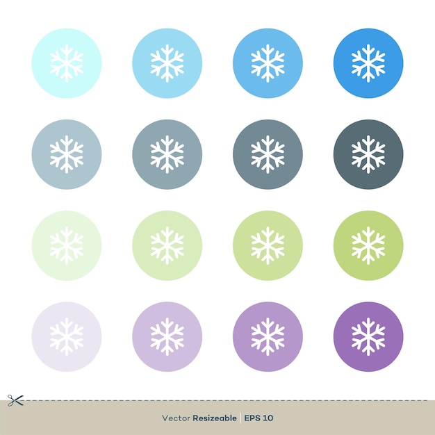 Conjunto de círculos coloridos Icono de copo de nieve Vector Logo Plantilla Ilustración Diseño Vector EPS 10