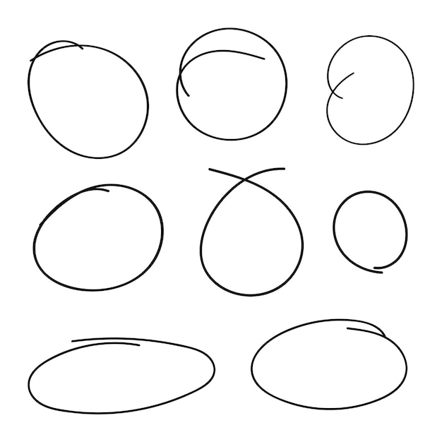 Conjunto de círculos dibujados a mano