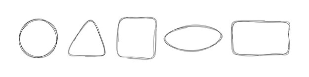 Conjunto de círculos de garabatos dibujados a mano Elemento vectorial aislado sobre fondo transparente Ilustración vectorial
