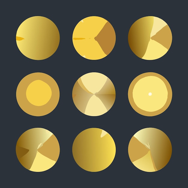 conjunto de círculos de gradiente dorado realistas para fondos y decoraciones de lujo